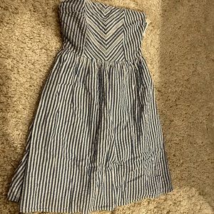 NWT Old Navy Blue White Striped Sleeveless Dress Smocked Back Sz 0